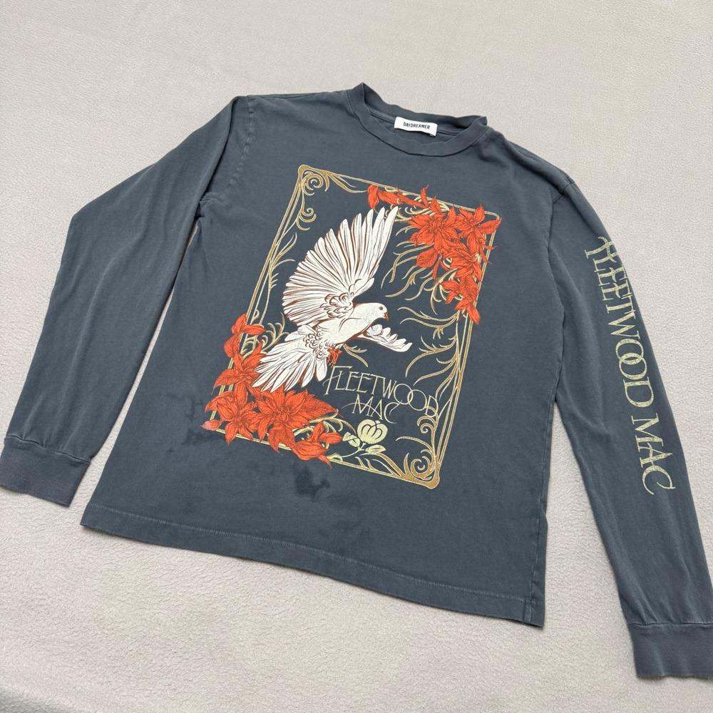 Daydreamer Fleetwood Mac Shirt Womens XS Gray Long Sleeve Cotton Band Tee